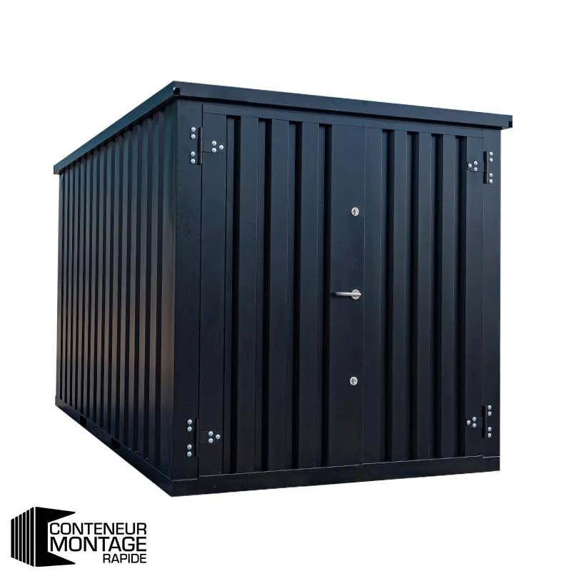 Schwarzer, zerlegbarer Container 3 x 2 Meter – mit Doppeltür an der Seite 2 Meter (kurze Seite)
