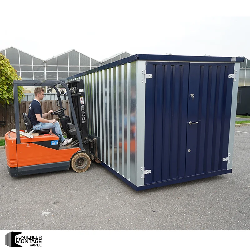 FOCO® Conteneur 5 X 2 M Démontable Bleu Acier – Avec Double Porte Sur Le Côté 5 Mètres (Grand Côté) – Image 3