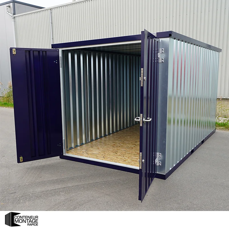 FOCO® Conteneur 5 X 2 M Démontable Bleu Acier – Avec Double Porte Sur Le Côté 5 Mètres (Grand Côté) – Image 4