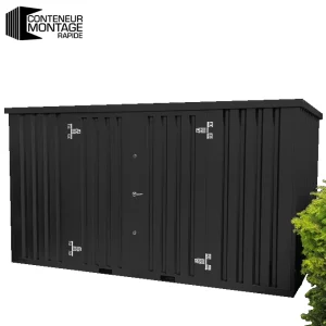 Conteneur Démontable Noir 4 X 2 Mètres – Avec Double Porte Sur Le Côté 4 Mètres (Grand Côté)