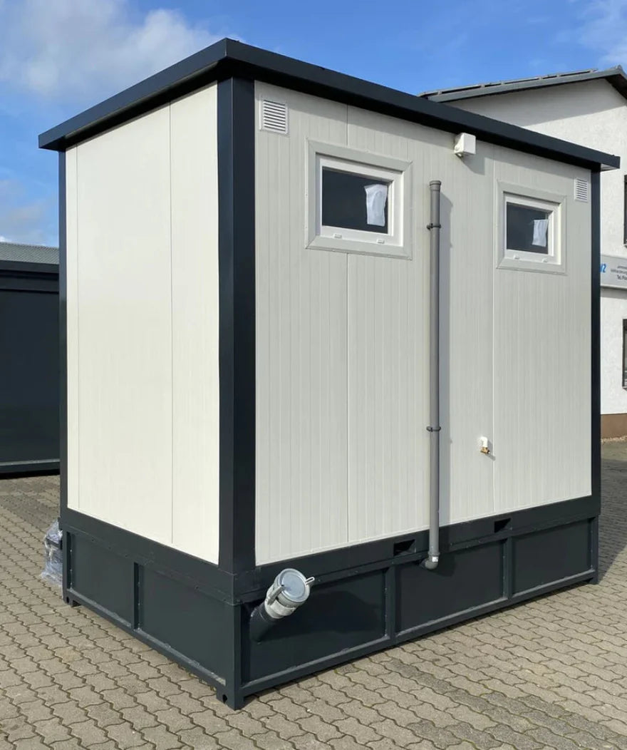 Doppelter Sanitärcontainer mit Abwassertank (weiß) – WC-Container mit integriertem Fäkalientank – Image 4
