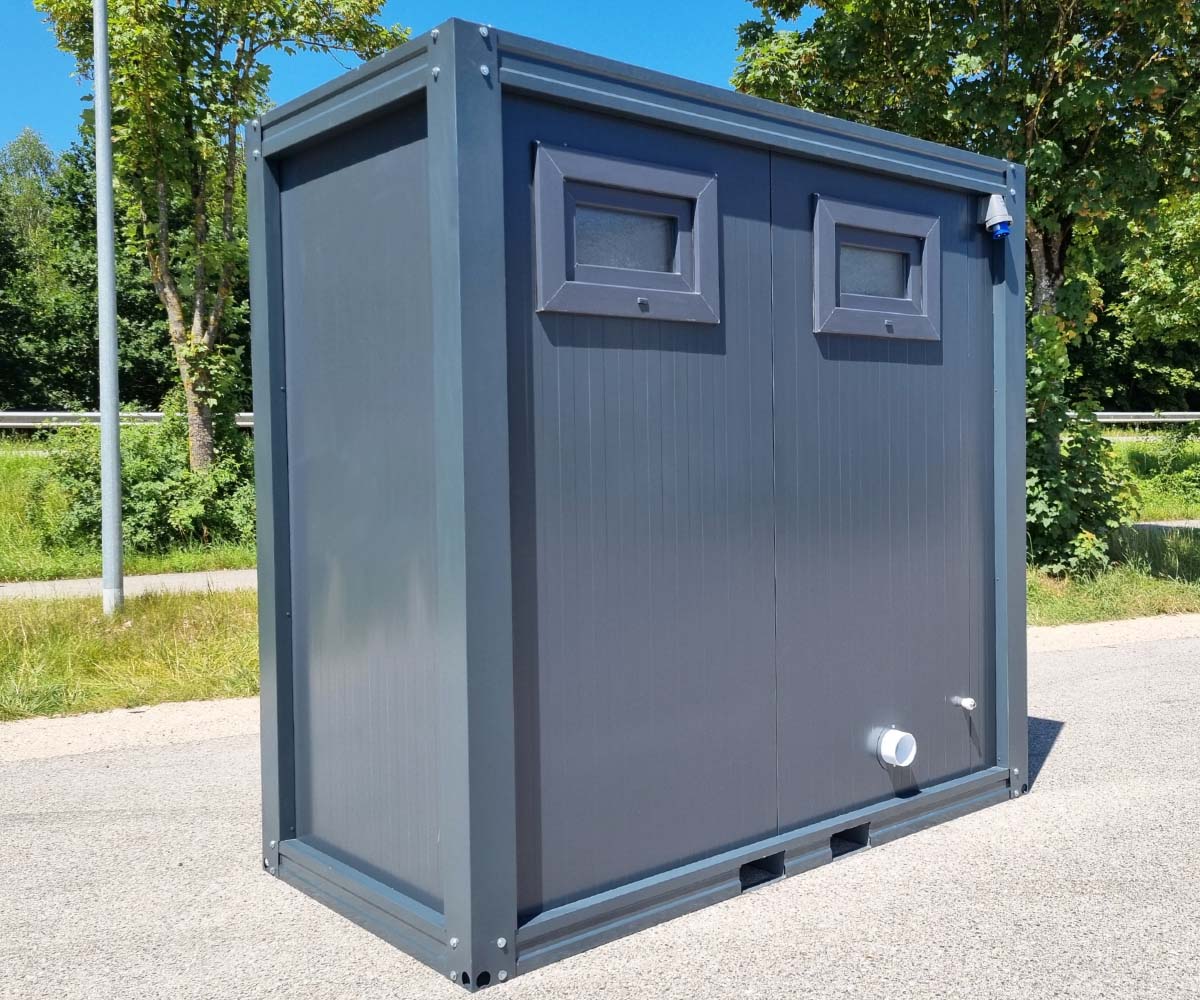 WC Sanitärcontainer mit Doppelkabine - für Mann und Frau - Anthrazit – Image 4