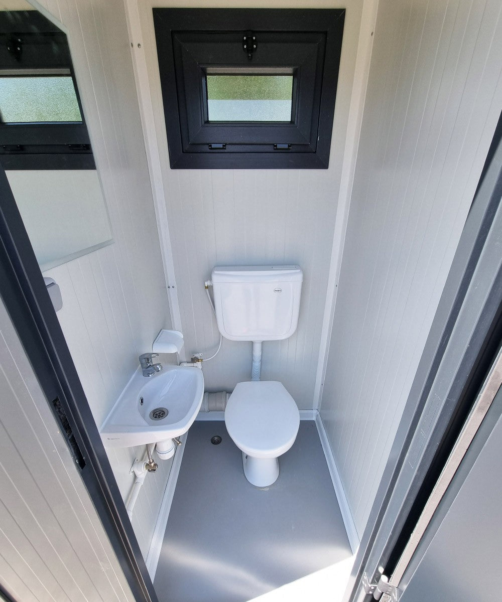 WC Sanitärcontainer mit Doppelkabine - für Mann und Frau - Anthrazit – Image 7