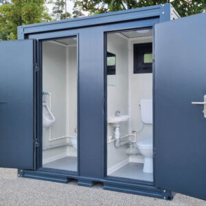 WC Sanitärcontainer mit Doppelkabine - für Mann und Frau - Anthrazit