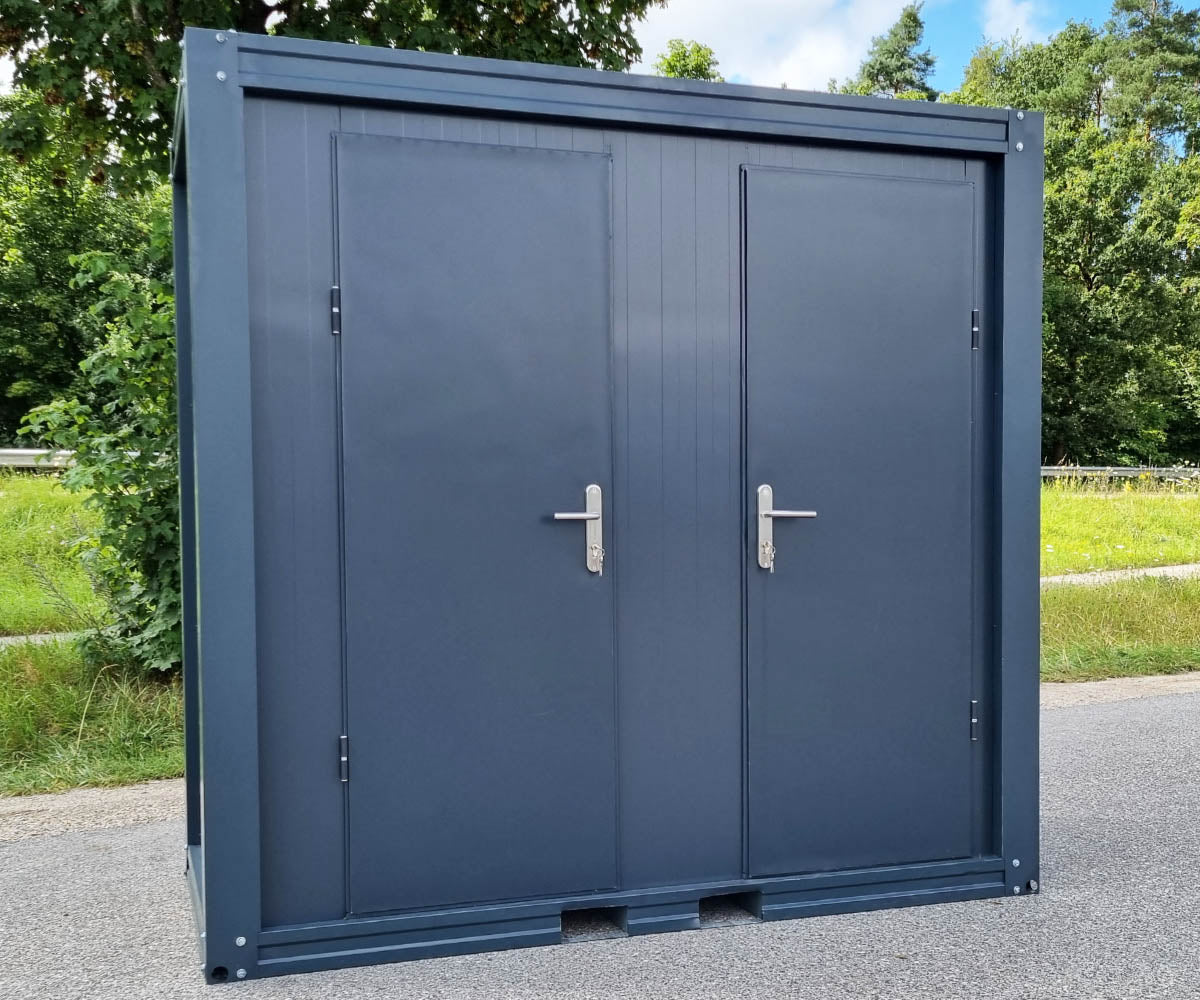 WC Sanitärcontainer mit Doppelkabine - für Mann und Frau - Anthrazit – Image 3